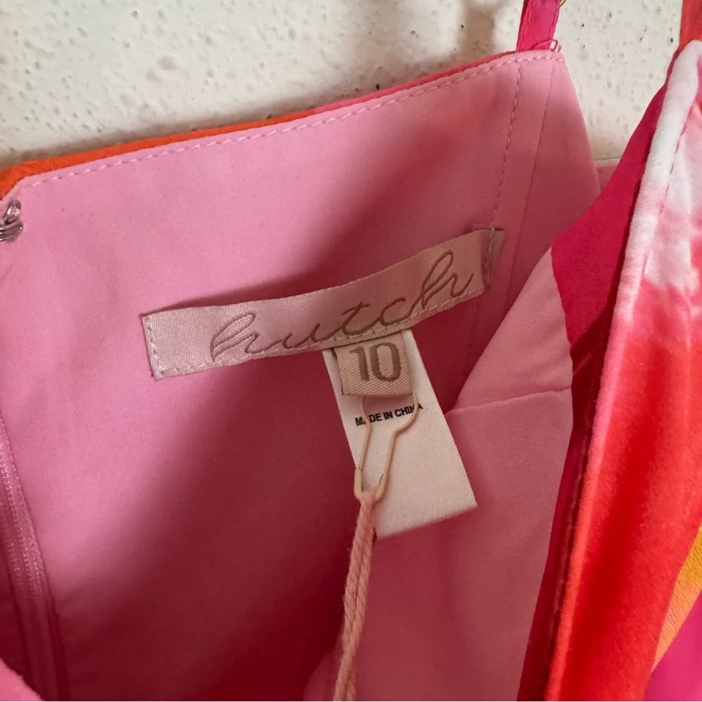 Hutch mali bustier Pink and Orange watercolor pleated Satin Gown - Picture 10 of 12